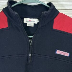 Vineyard Vines Womens Shep Shirt Blue Red Siz S 1/4 Quarter Zip Sweater BDK